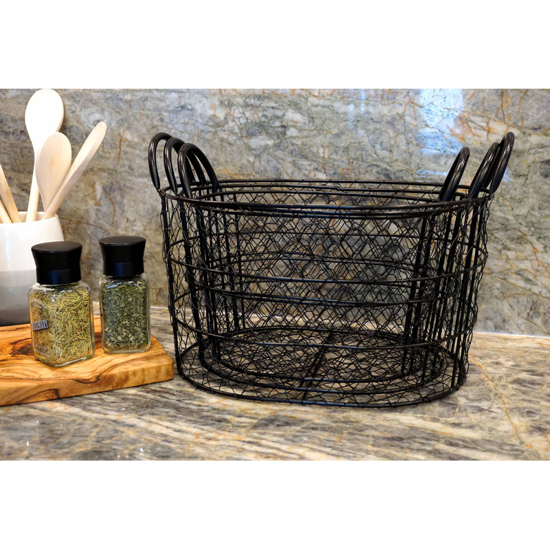 Gracie Oaks Round 3 Piece Metal Basket Set & Reviews Wayfair